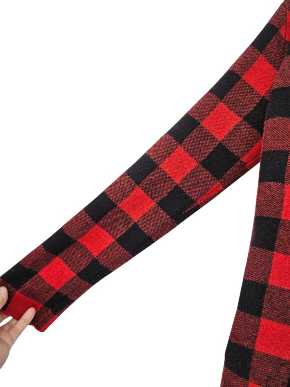 Anthropologie Field Flower Buffalo Plaid Hooded Cardigan Red Womens Size XS Wool - Picture 8 of 13
